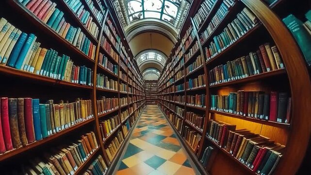 A room filled with many bookshelves holding lots of books, great for a study or office setting