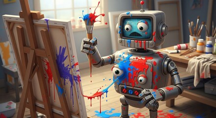 blue robot toy isolated on white