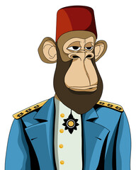 Bored Ape in Uniform with Fez Hat
