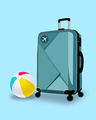 Travel Suitcase with Beach Ball for Vacation