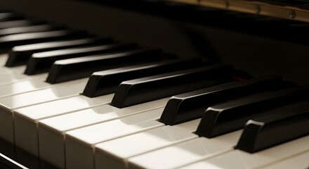 Naklejka premium Piano keys close up with natural lighting