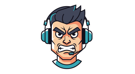 Angry Gamer Avatar with Headset and Microphone.