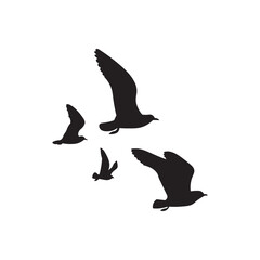 Flying bird silhouette. Group of birds in flight, elegant nature vector for logos and backgrounds.