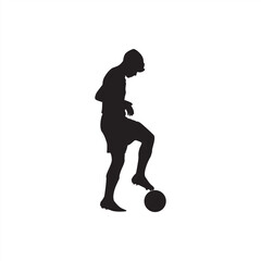 Soccer player juggling silhouette. Player balancing ball on foot, dynamic sports vector.