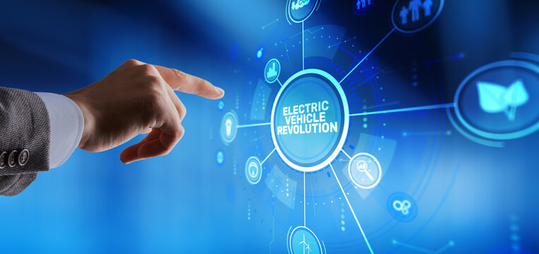 Electric vehicle revolution with modern sustainable transportation and clean energy innovation