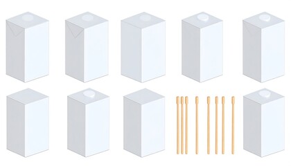 Milk cartons, toothpicks