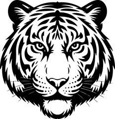 tiger head black silhouette Vector illustration