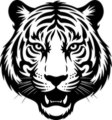 tiger head black silhouette Vector illustration