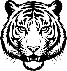 tiger head black silhouette Vector illustration