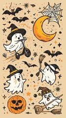 halloween cartoon set