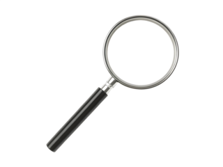 Versatile magnifying glass with a chic black handle suitable for various tasks isolated on white background. PNG.AI GENERATED