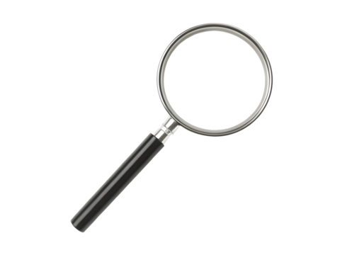 Versatile magnifying glass with a chic black handle suitable for various tasks isolated on white background. PNG.AI GENERATED