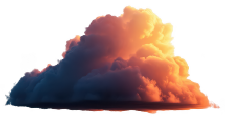 A fluffy cloud at sunset time isolated on transparent background