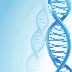 Abstract blue dna helix strands representing genetics and biotechnology with a soft gradient background