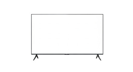 Television with a blank white screen isolated on transparent background