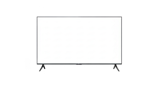 Television with a blank white screen isolated on transparent background