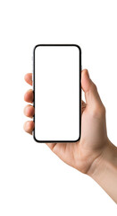Hand Holding Smartphone with Blank Screen Mockup