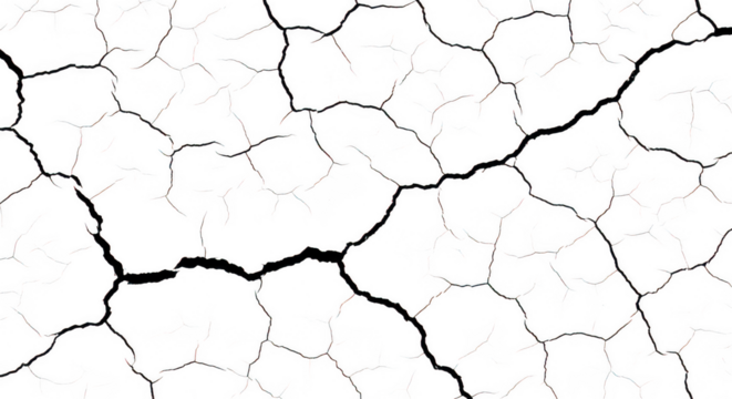 Cracked pixelated monochrome grid isolated on transparent background