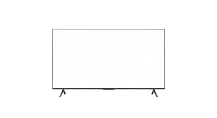 Television with a white screen isolated on transparent background