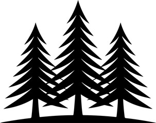 Obraz premium Three pine trees silhouette vector illustration