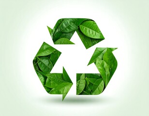 Green leaves form a recycle symbol