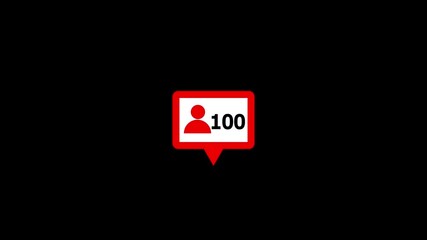 social media follow with contact icon 100 likes animation on black background. - Powered by Adobe