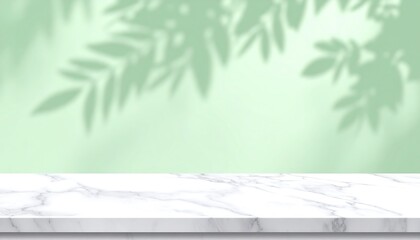 Marble tabletop with leaf shadows