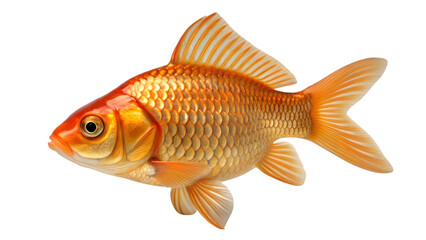 Fototapeta premium Orange goldfish swimming isolated against a white background
