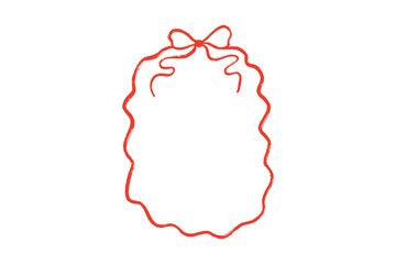 Red Squiggly Frame with Ribbon-Like Top – Hand Drawn Oval Border
