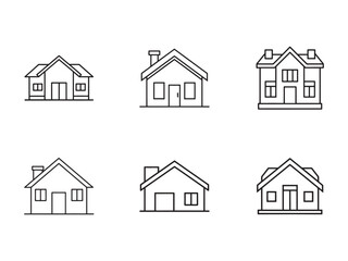 Collection of Minimalist House Icons for Real Estate Design and Architectural Representation Offering Simple and Modern Home Visualizations