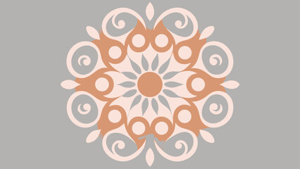 Vintage Mandala Design in Peach and Light Gray on a Gray Background retro pattern