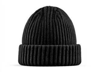 Black ribbed knit beanie (2)