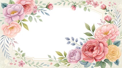 Bright Colorful Floral Border Background with Decorative Flowers