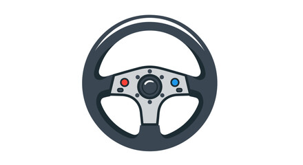 Modern Racing Steering Wheel with Control Buttons.