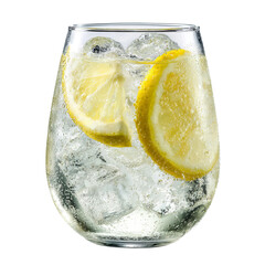 refreshing lemon soda with ice served in a glass
