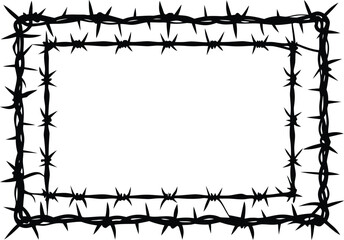 Square Barbed Wire Frame Silhouette with Transparent Background border restriction