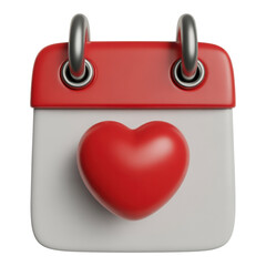 3D Render of a Calendar with a Heart Symbolizing Important Dates and Events with a Clean and Modern Design for Digital Use