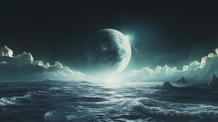 moon over the sea