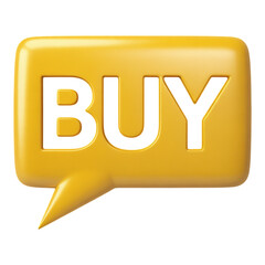 3D Speech Bubble with the Word Buy for E-commerce and Online Shopping Call to Action Communication