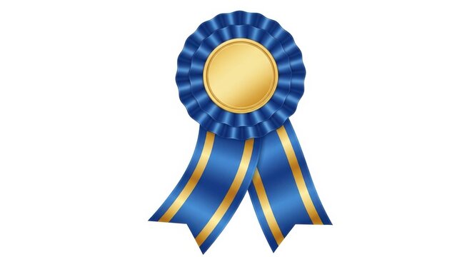 Award Ribbon Blue Gold Rosette Symbol Winner Competition Recognition