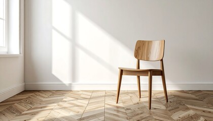 Simple wooden chair in a bright room