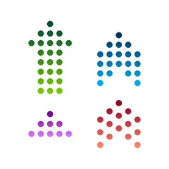 Four vector arrows at a point with a gradient without background