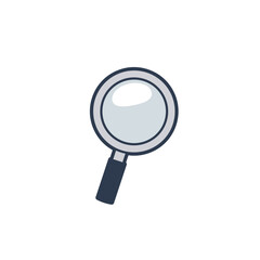 Simple, stylized magnifying glass icon, light gray lens, dark gray handle.