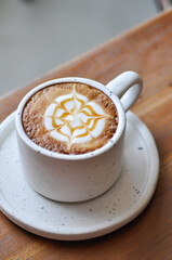 hot cofffee, cappuccino coffee or latte coffee or flat white or latte art