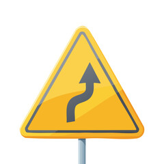 Sharp Curve Right Triangle Warning Sign &ndash; AI Generated