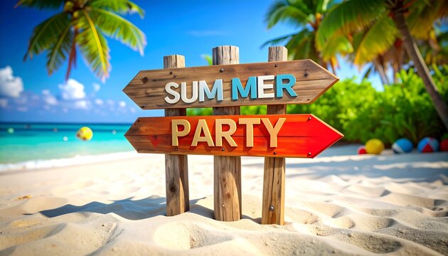 Tropical summer party sign