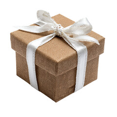 gift box with white ribbon isolated on white background
