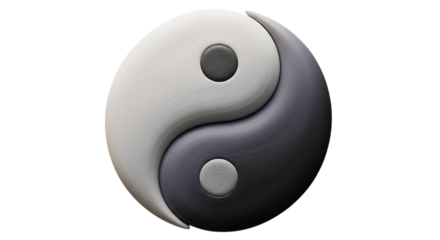 3d inner peace clay icons yin and yang symbol isolated on transparent background