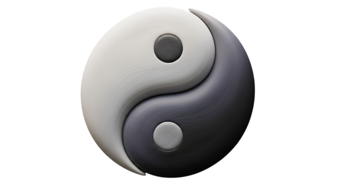 3d inner peace clay icons yin and yang symbol isolated on transparent background - Powered by Adobe