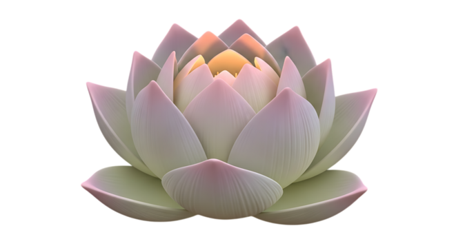 3d inner peace clay icons lotus flower blooming isolated on transparent background